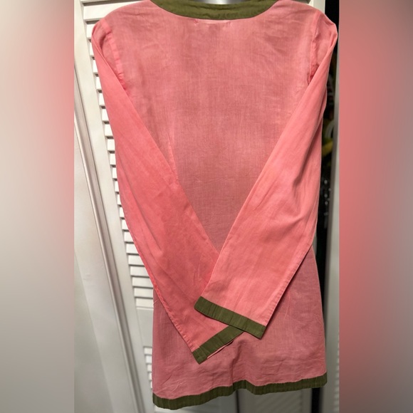 Lucky Brand coral and olive tunic top - Picture 4 of 6